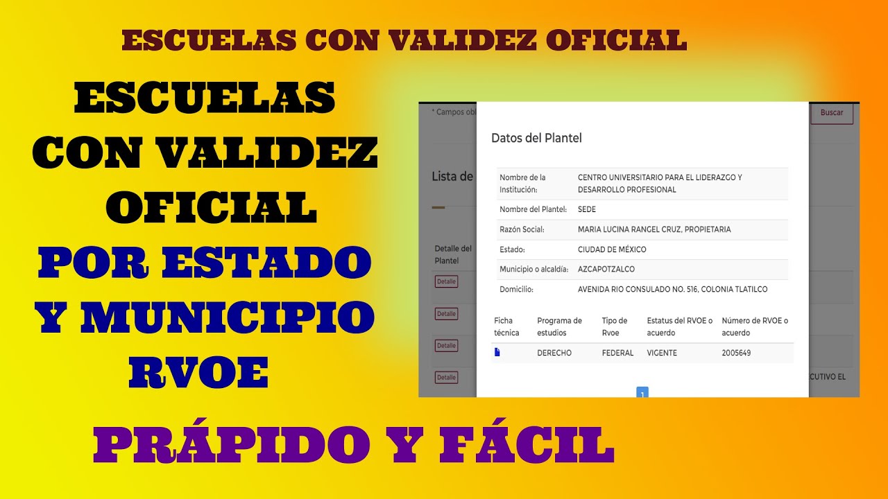 como saber si una escuela tiene validez oficial