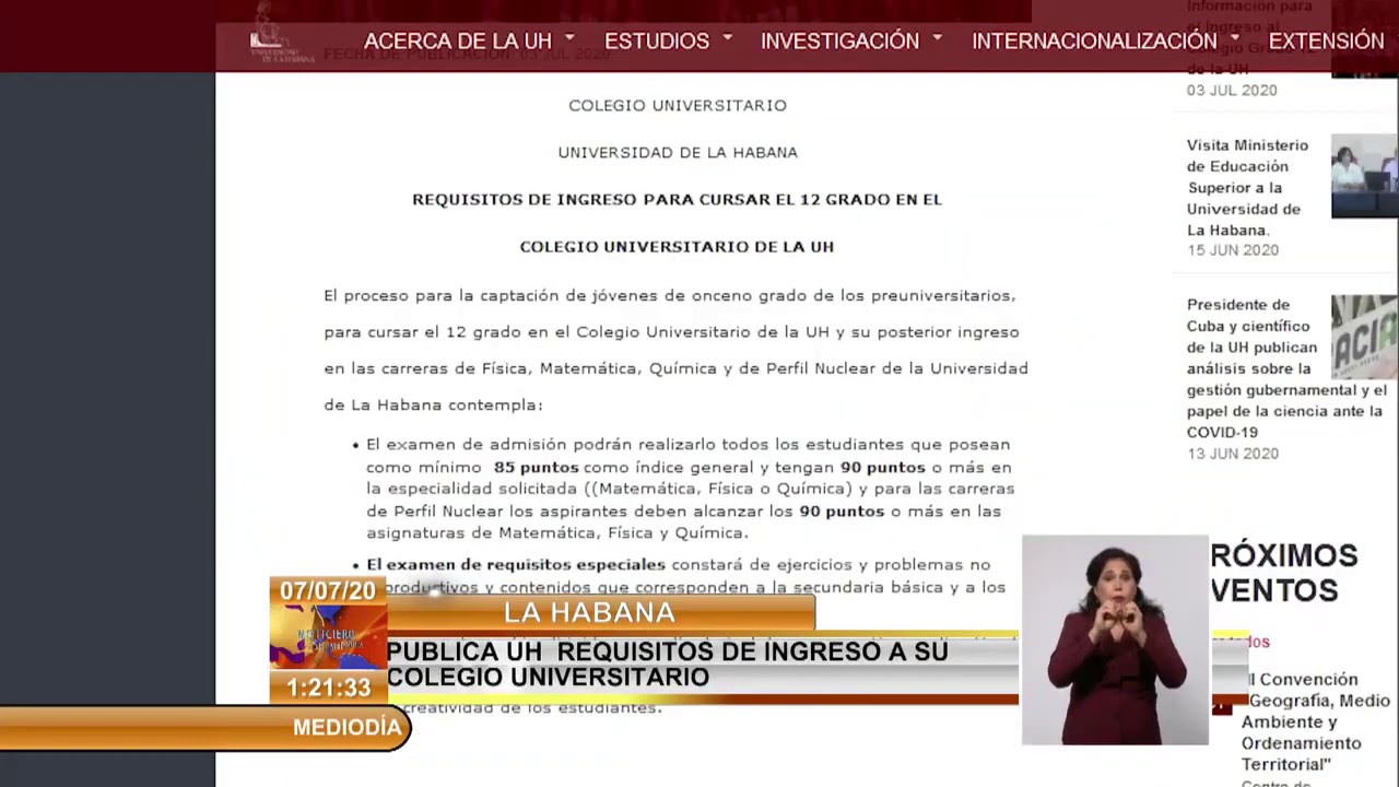 universidad de la habana pruebas de ingreso