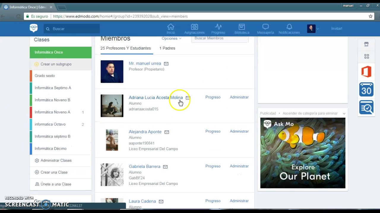 como cambiar de profesor a estudiante en edmodo