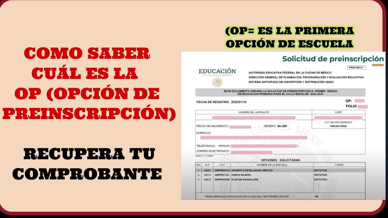 cuál es la opción de preinscripción op